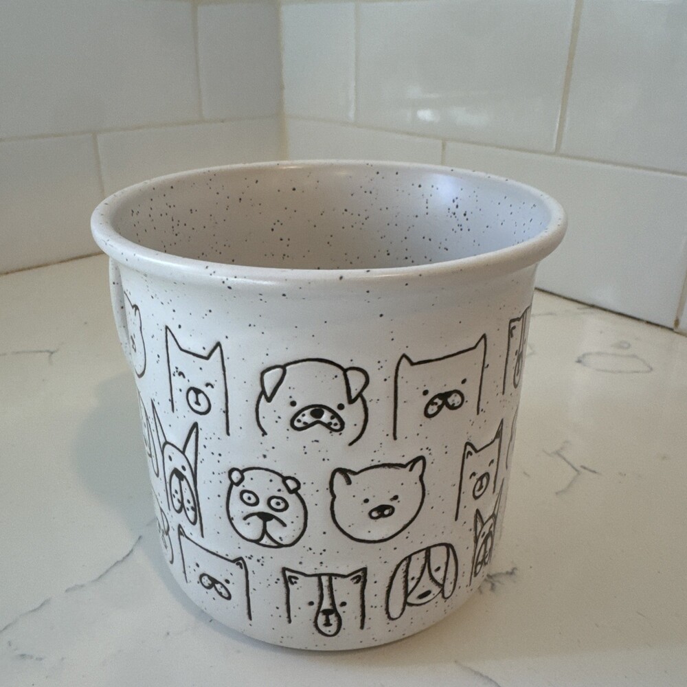 Winifred & Lily MUG Ceramic Stoneware DOG FACES Tan Speckle Oversize Coffee - Picture 5 of 9